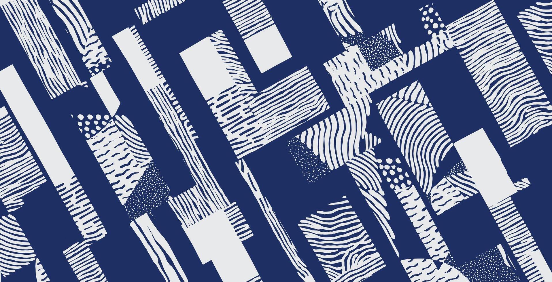 Japanese inspired pattern featuring hand drawn stripes, waves, and dots in an abstract, modern style. Perfect for textiles, backgrounds, and digital art. vector
