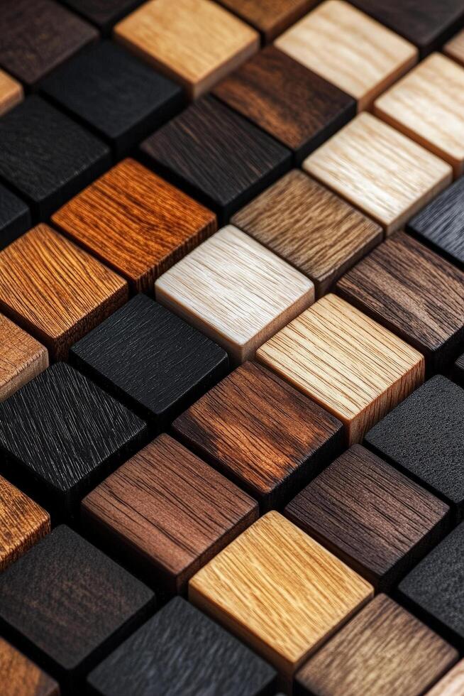Tonal variation displays in squares, each showing different wood grain patterns in full frame photo
