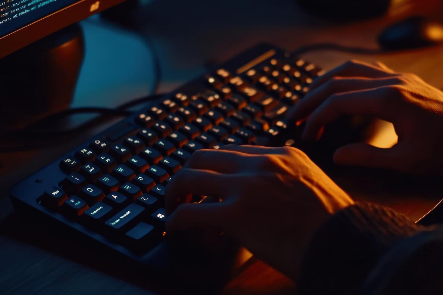A person typing on a computer keyboard photo