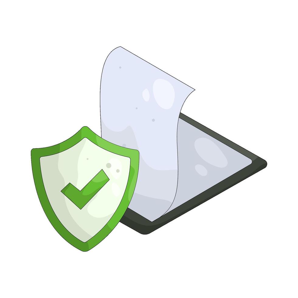 Illustration of Secured Document with Shield and Check Mark vector