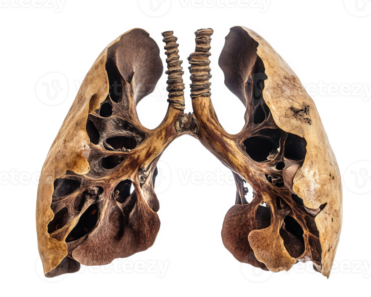 Isolated human lungs displayed on transparency background, showcasing intricate details of respiratory system. This highlights structure and function of lungs png