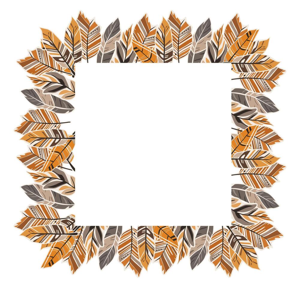 Decorative leaf border design featuring autumn colors and intricate patterns suitable for various projects vector