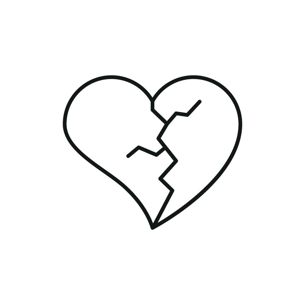 Broken Heart Minimalistic Linear Sign for Web and Graphic Design, Apps, Banners, Social Network and Cards vector