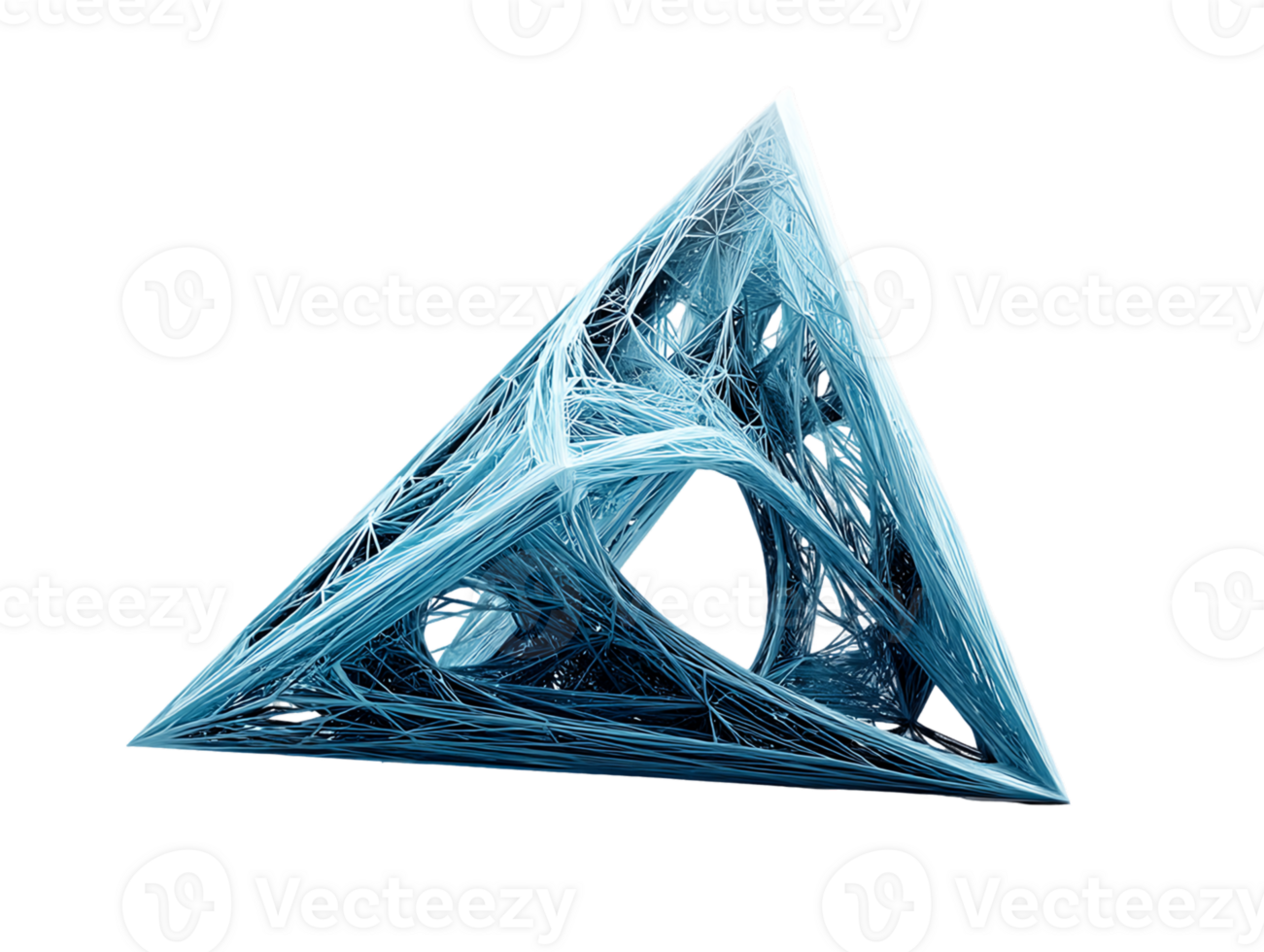 Abstract Blue Triangular Structure with Intricate Internal Details png