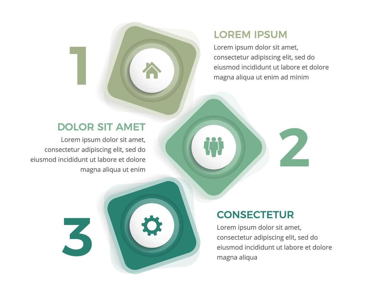Business infographic design template with squares with three options or steps, process, workflow template vector
