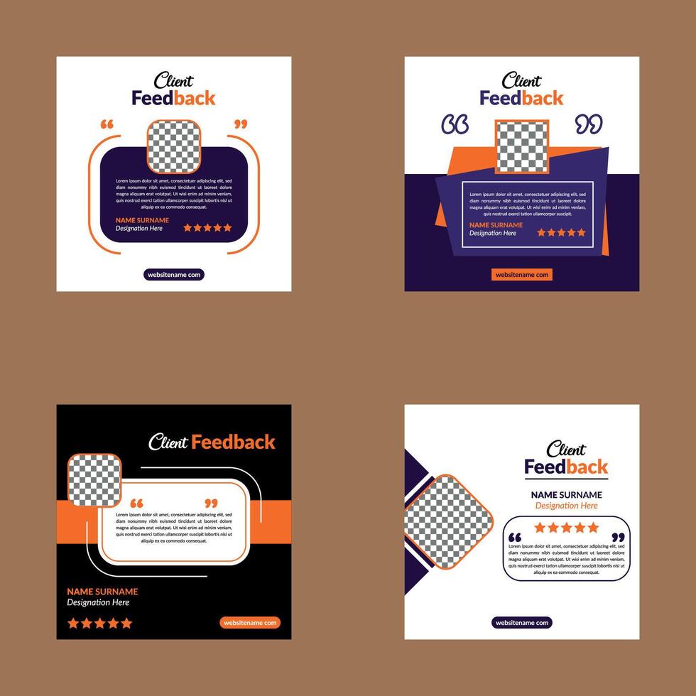 Modern Client Testimonial Layout in a Bundle of Four. Abstract Layout Display for Promotion. vector