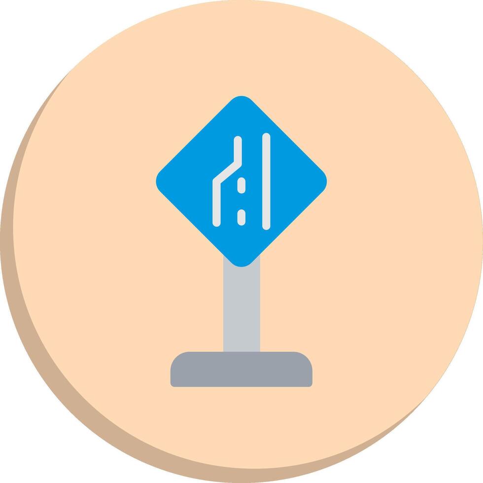 End Of Additional Lane Iconic Line Form Collection vector