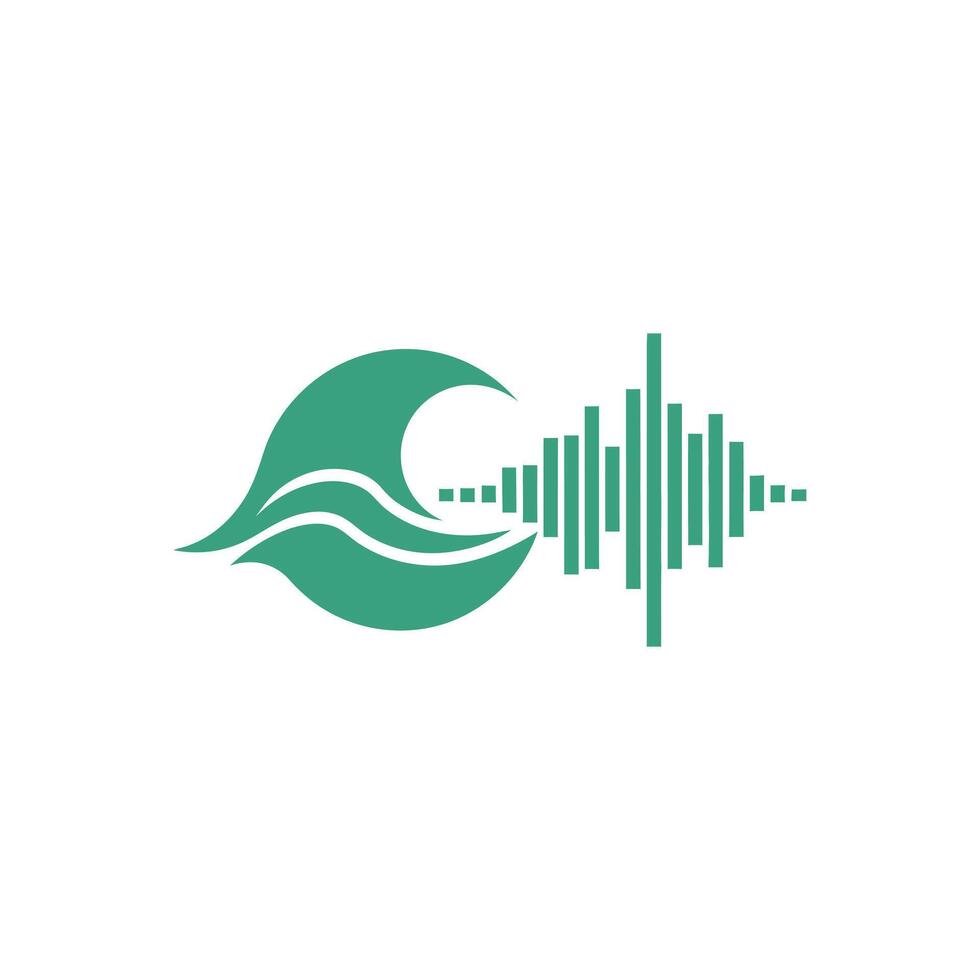 Abstract Waveform and Leaf Design in Teal. vector