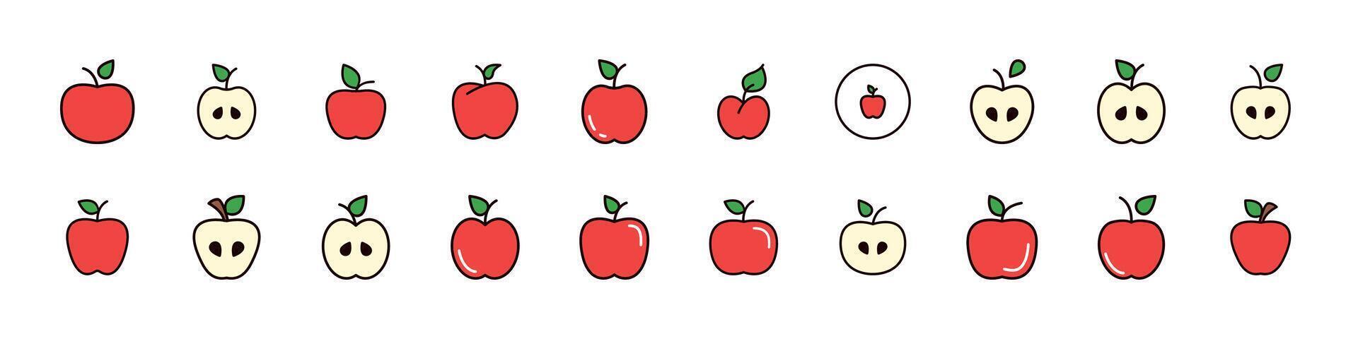 Red Apple Filled Color Icon Pack. Minimalistic Linear Pictogram for Web and Graphic Design, Apps, Banners, Social Network and Cards vector
