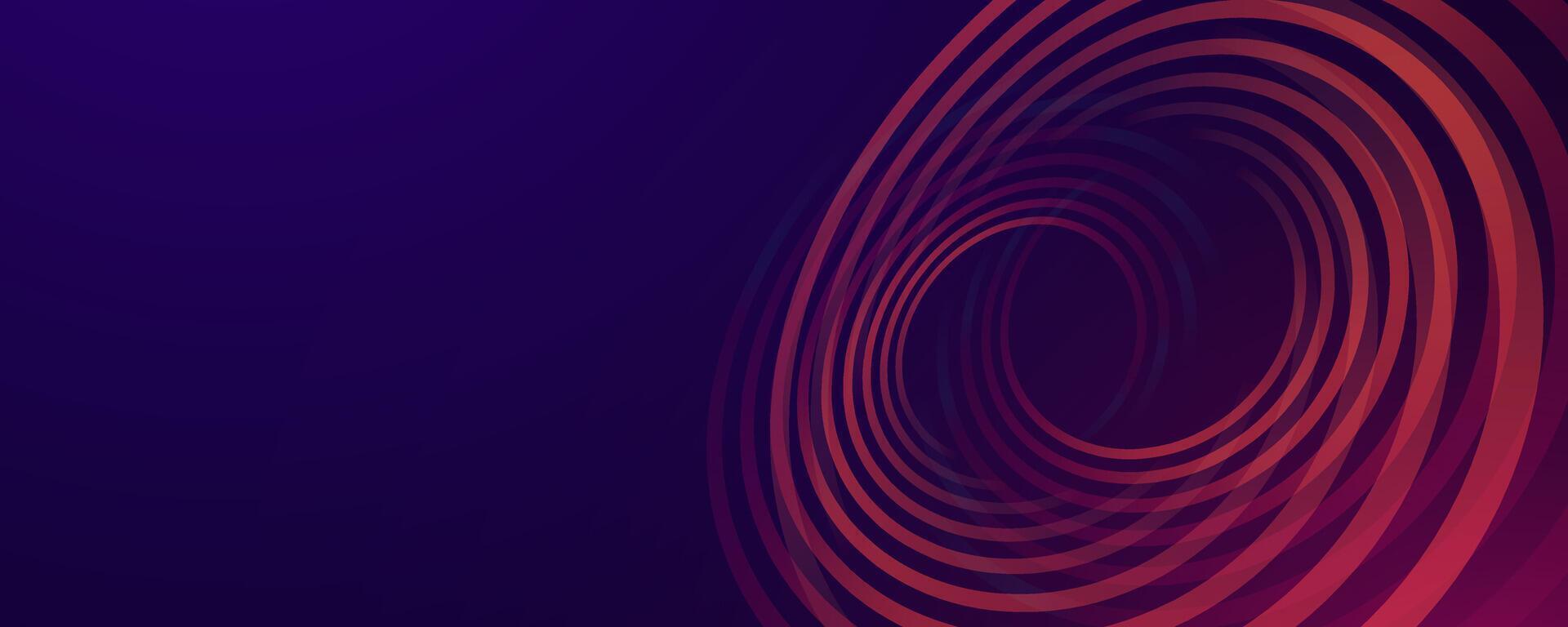 Abstract purple background with concentric red and orange circles vector