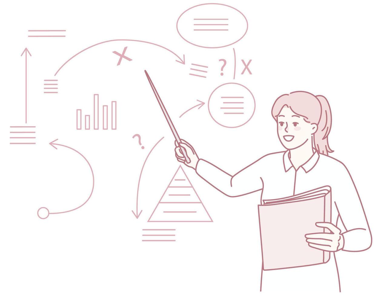 Teacher explaining concepts with visual aids vector