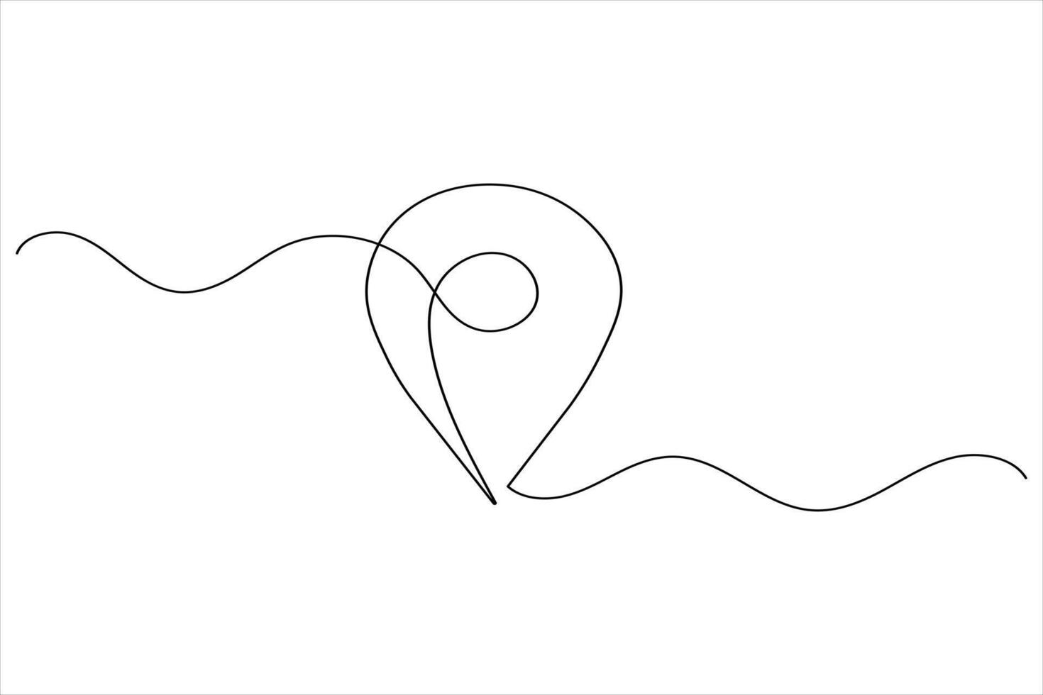 Abstract route and location marker in line drawing vector