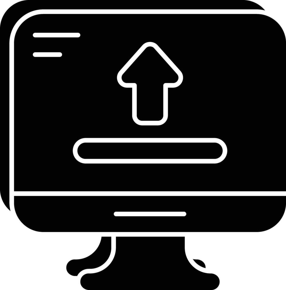 a computer monitor with an arrow pointing up vector