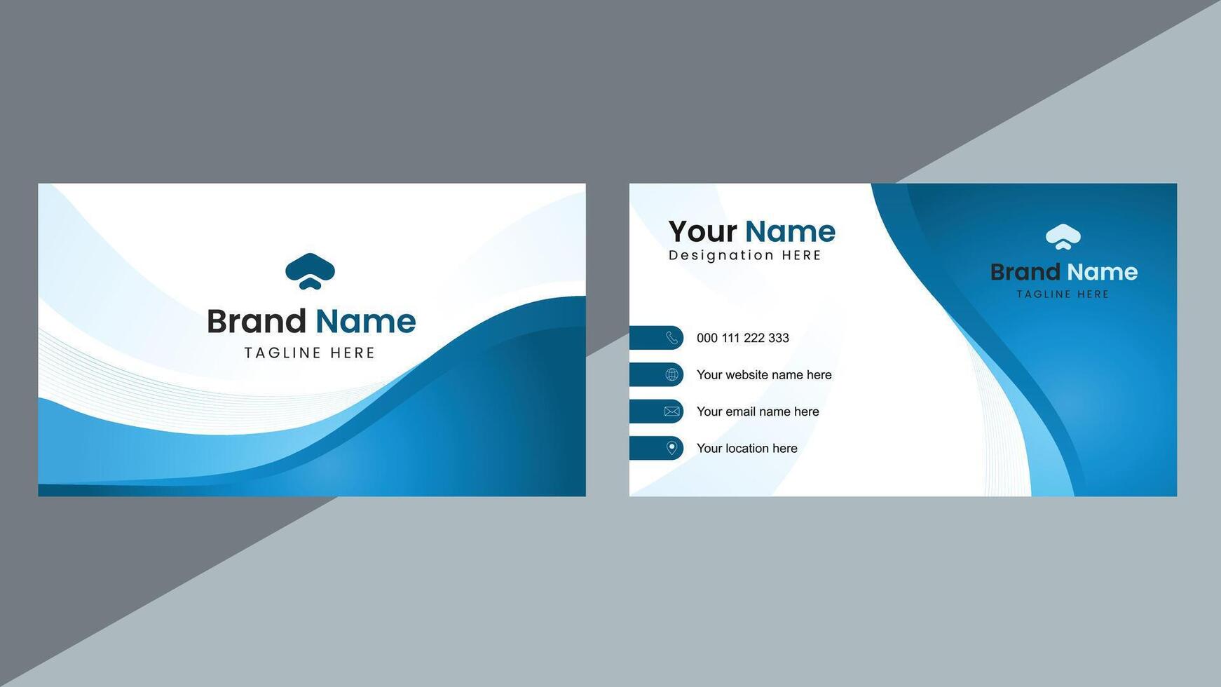 Professional business card background featuring blue gradient wave elements perfect for branding identity and corporate design presentations in digital and print formats vector