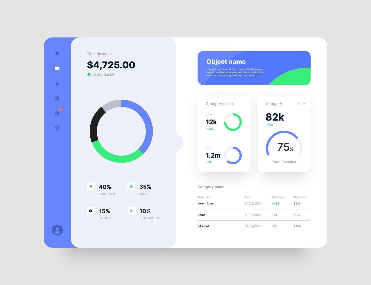 Dashboard Design. App interface with UI and UX elements. Use design for web application, desktop app or website. vector