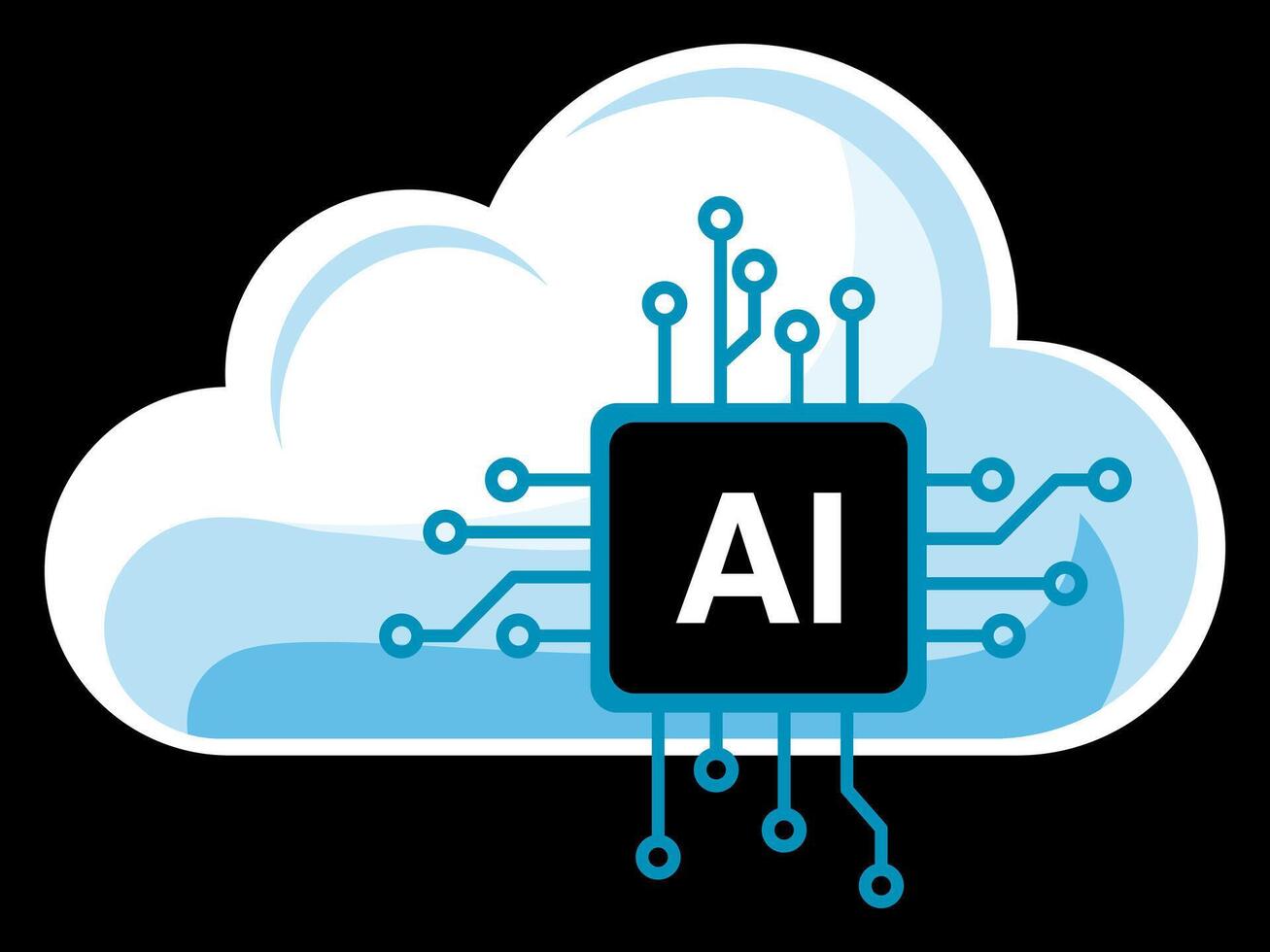 AI Processor on Cloud. vector
