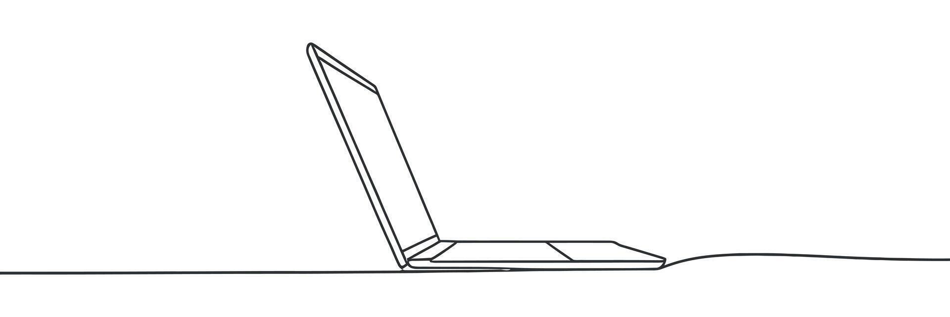Laptop Computer Illustration Continuous Line Drawing Modern Technology Device Electronic Gadget Minimalist Design vector