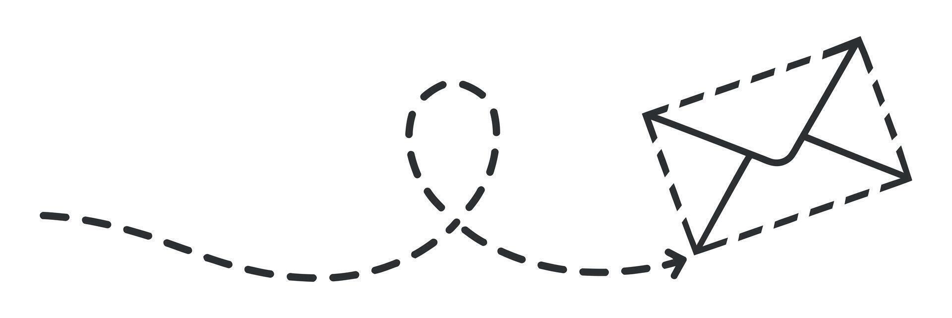 Stylized Mail Delivery Route with Dashed Line and Envelope Icon for Communication and Messaging vector