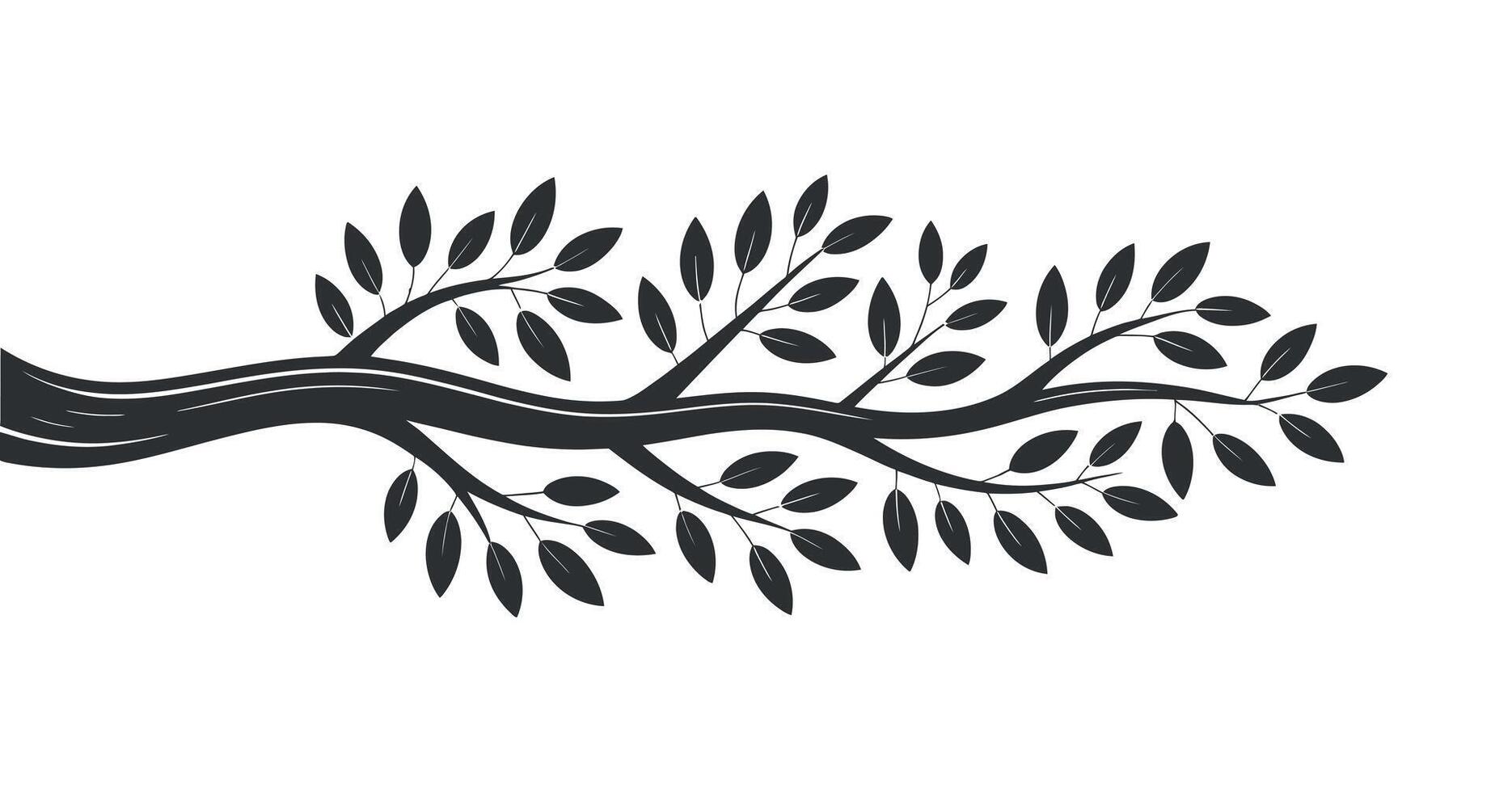 Elegant Branch Silhouette with Dense Foliage A Natural Design Element for Botanical and Ornamental Compositions vector