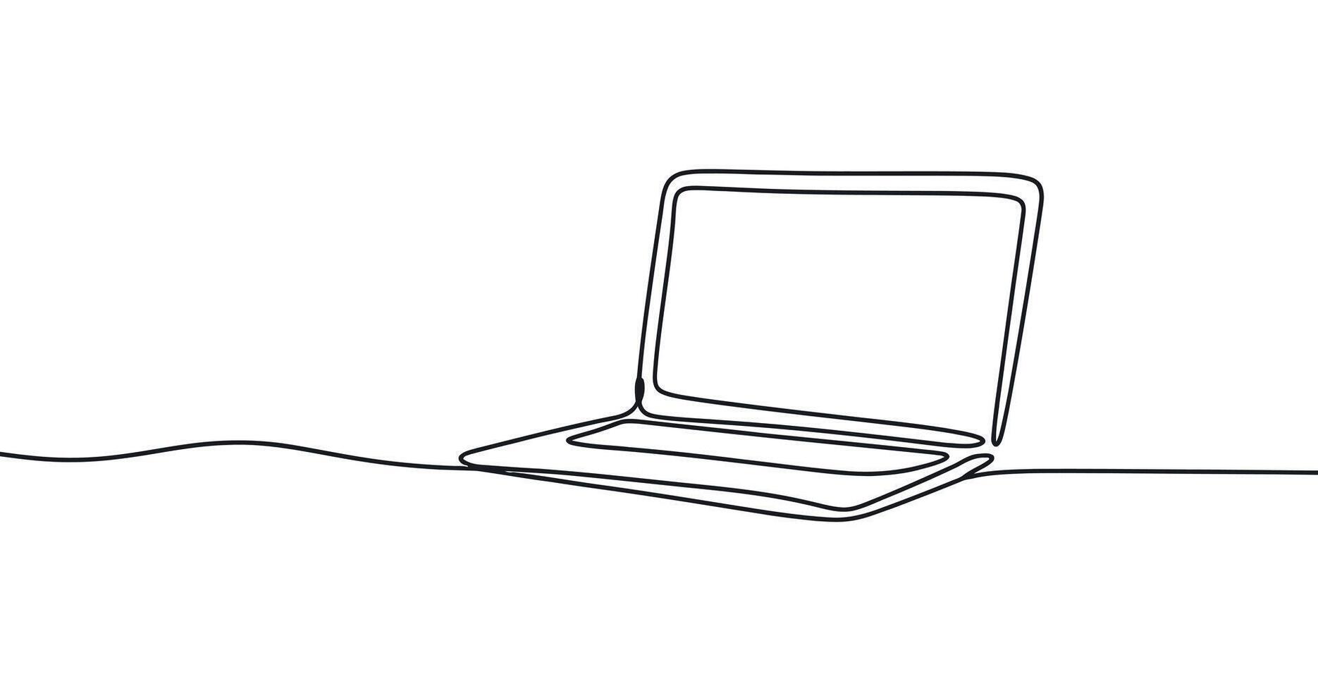 Sleek Laptop Computer Outline for Technology, Productivity, and Digital Workspace Concepts vector