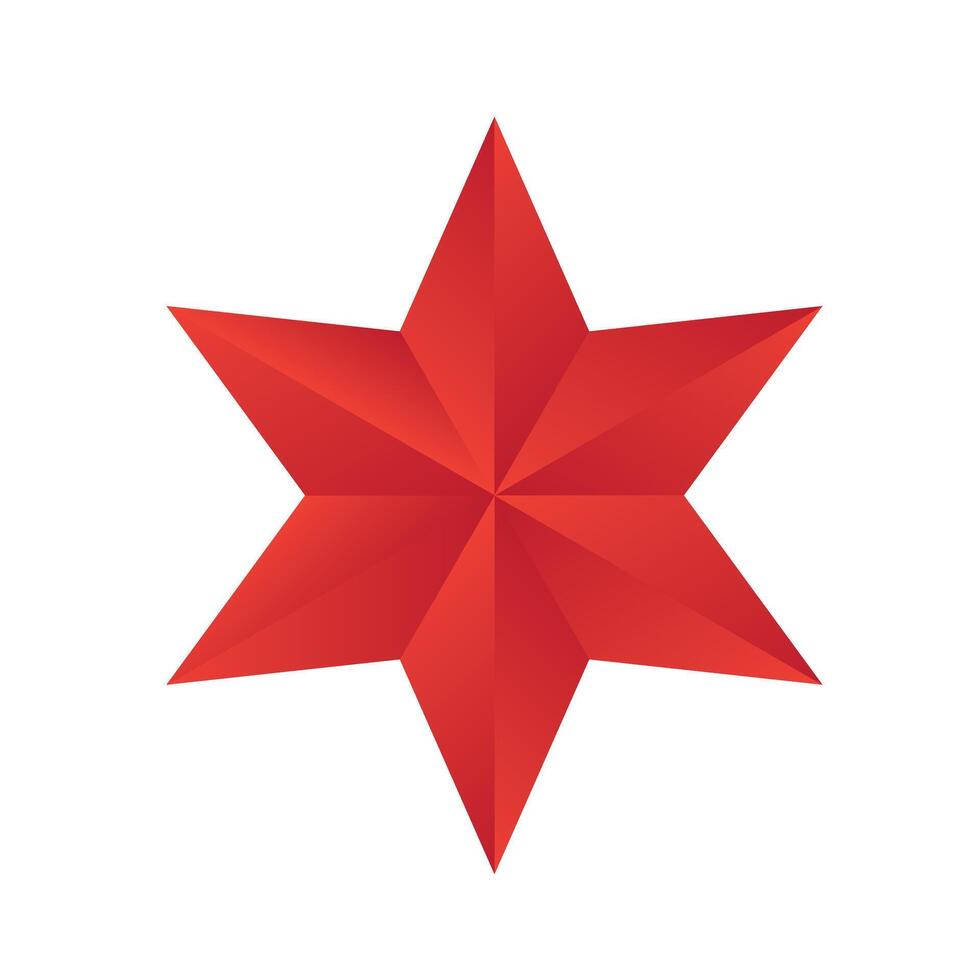 Red Geometric Eight-Pointed Star with Folded 3D Texture Design vector