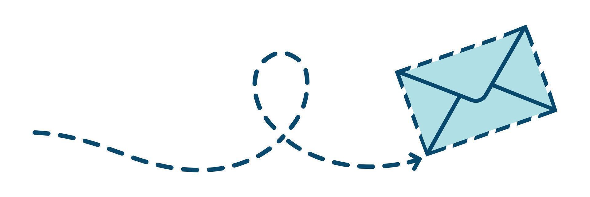 Sending Messages Concept with Envelope and Dotted Line Path for Communication and Delivery in Digital Age vector
