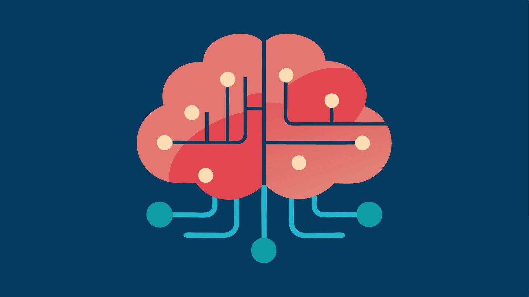 AI Brain Icon A stylized representation of a brain with circuit patterns symbolizing AI processing patient data hovering above the dashboard.. vector