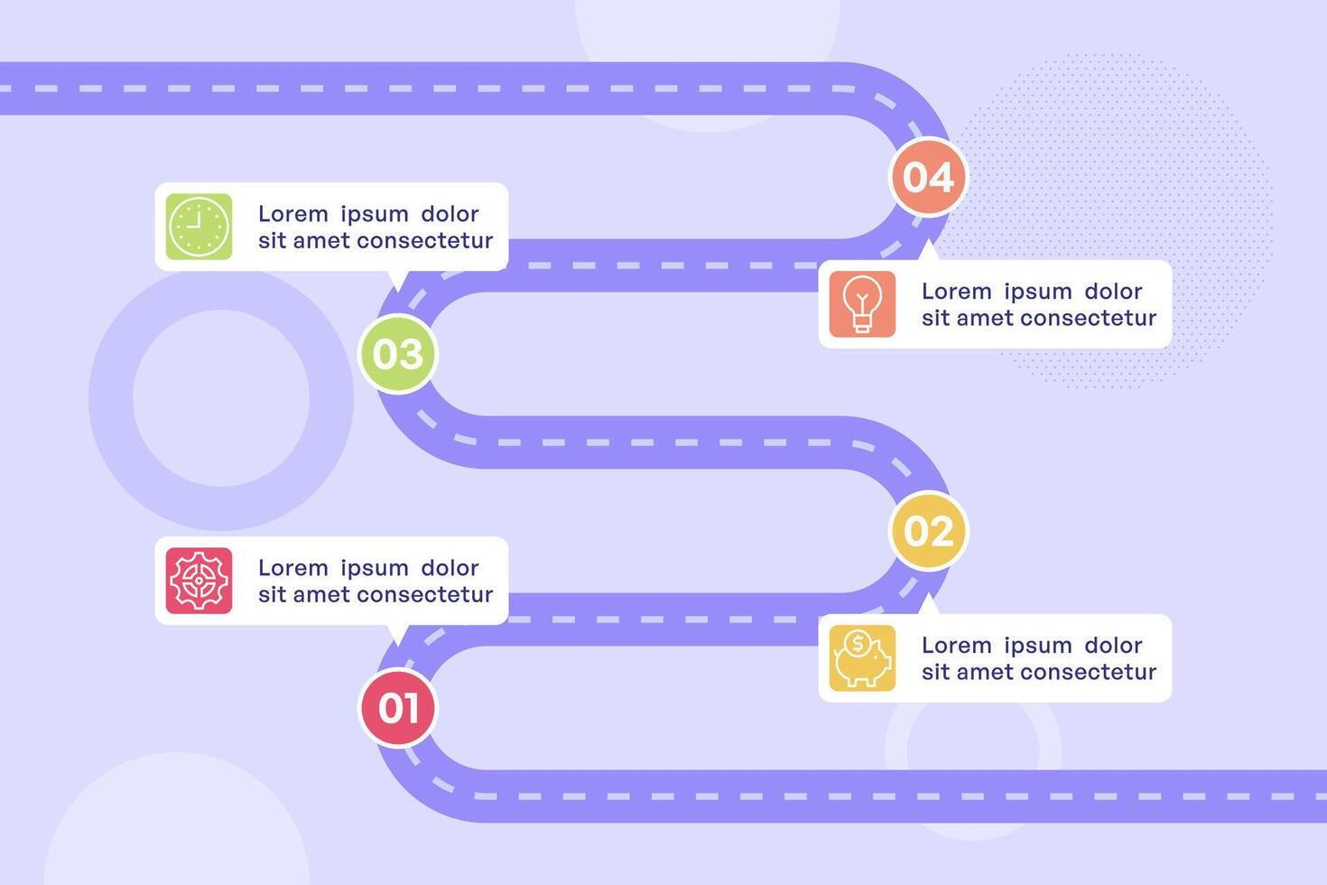 Horizontal Four Step Roadmap Infographic with Parallel Paths and Icons vector