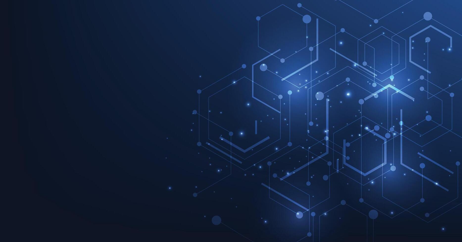 Blue hexagonal digital background design vector