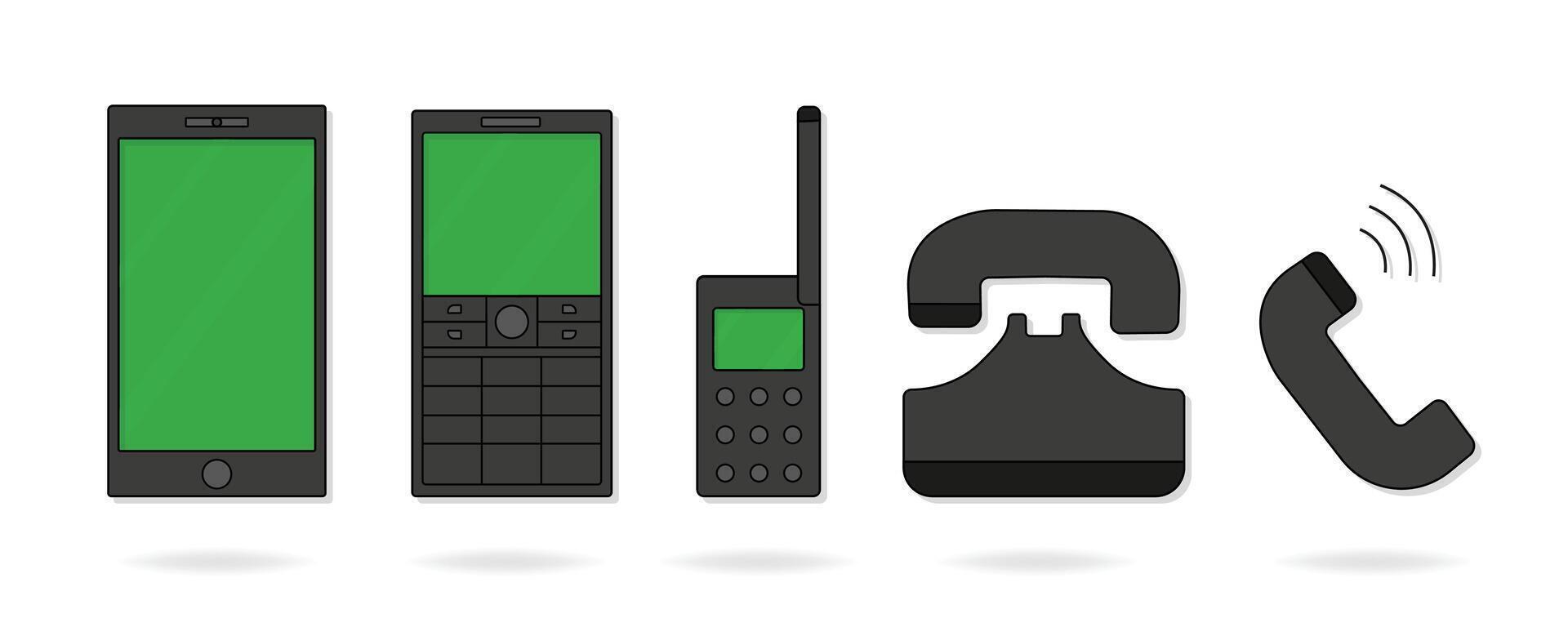 Old fashioned, keypad mobile phone icon, call icon ringing, minimalist buttons phone icon, template illustration vector