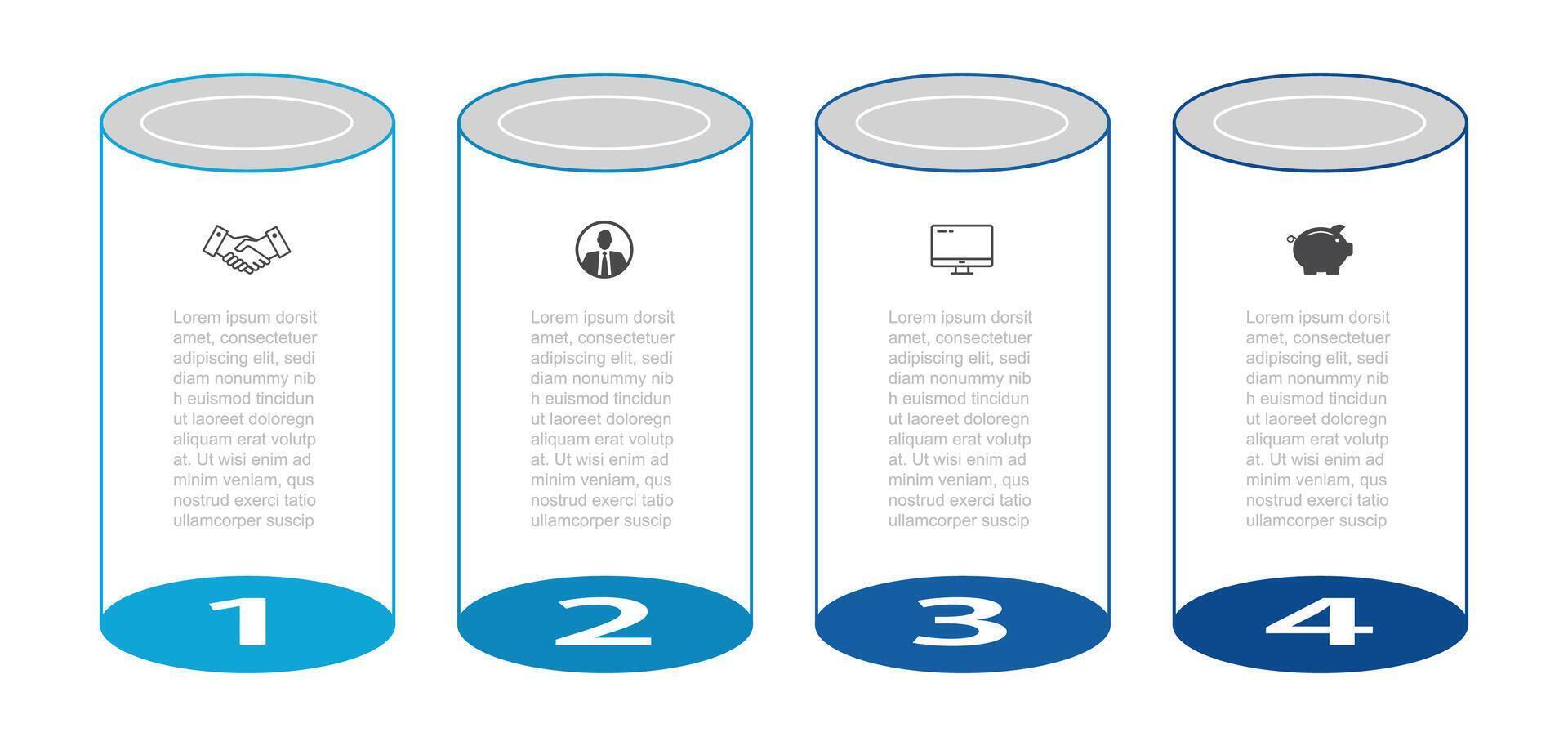 Infographics cylinder timeline success with 4 number data template. vector