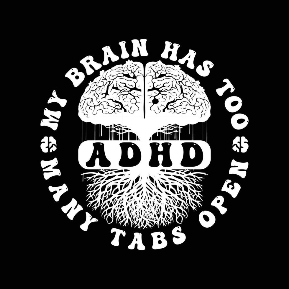 My brain has too many tabs open graphic design vector