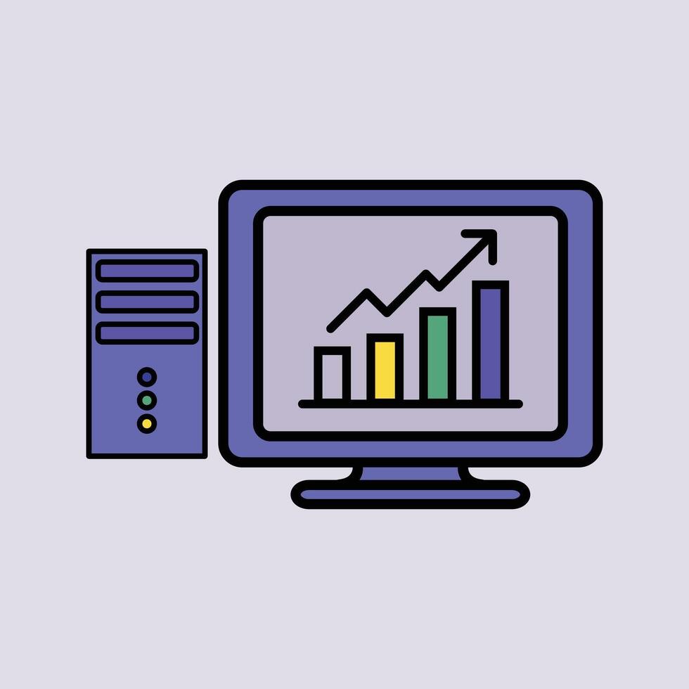 Data Analytics Displayed on Desktop Computer vector