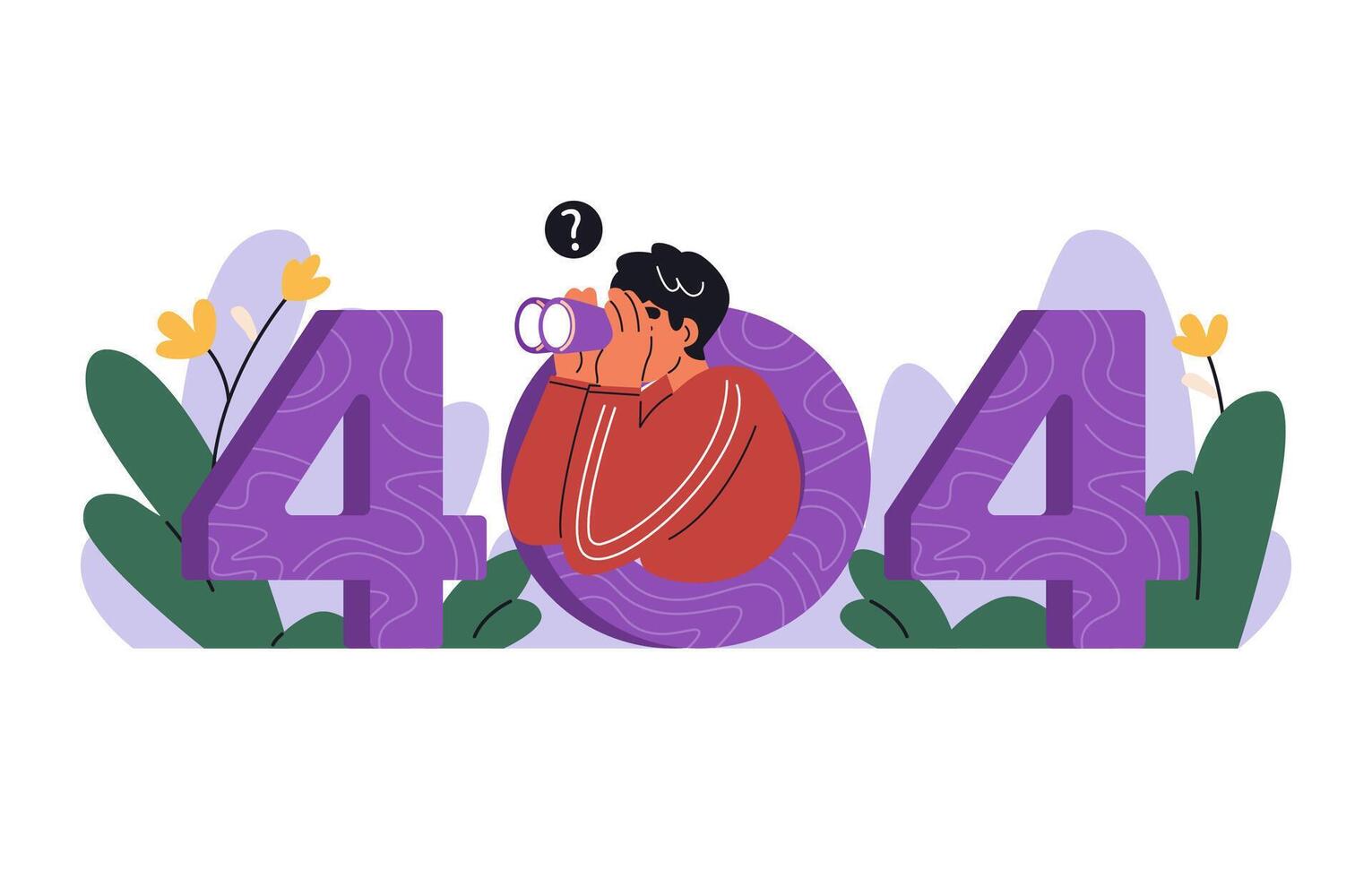 man looking for something using binoculars through number 404 vector