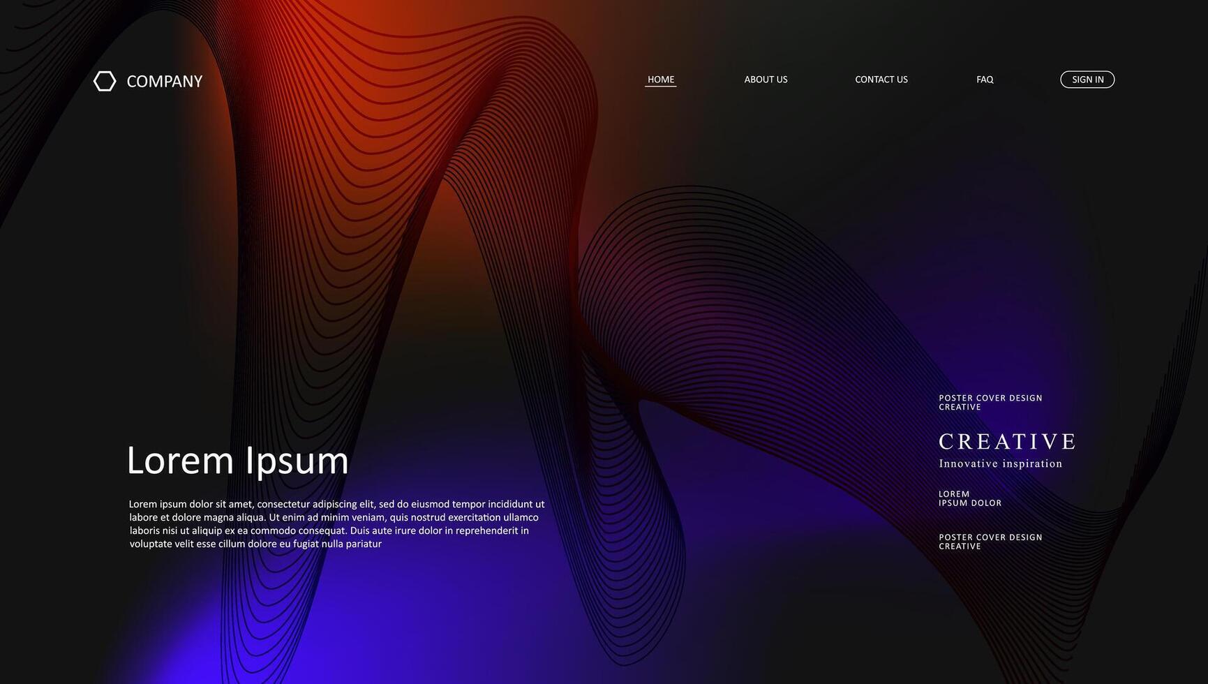 line wave futuristic design of landing page for webpage background vector