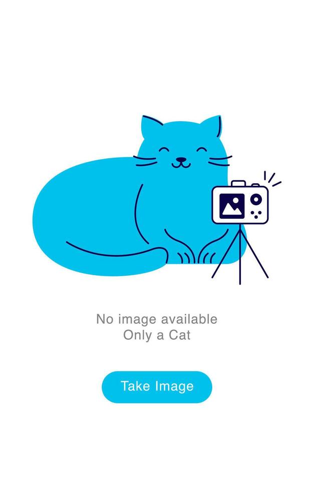Empty State Illustration, Cat Taking a Selfie. No Image Available vector