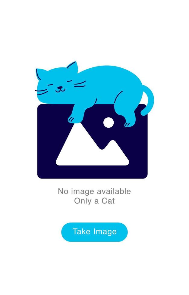 Empty State Illustration. Cat Sleeping on Image Icon. No Image Available vector