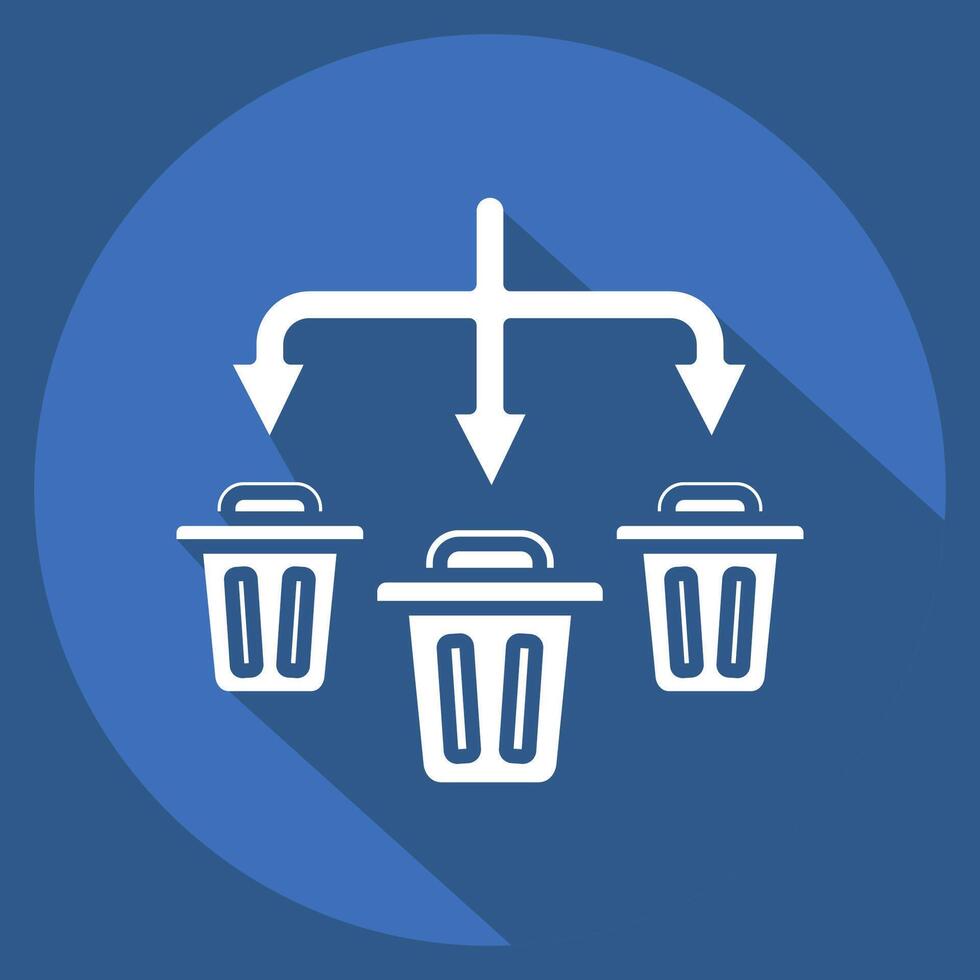 Icon Waste Sorting. related to Waste symbol. long shadow style. design editable vector