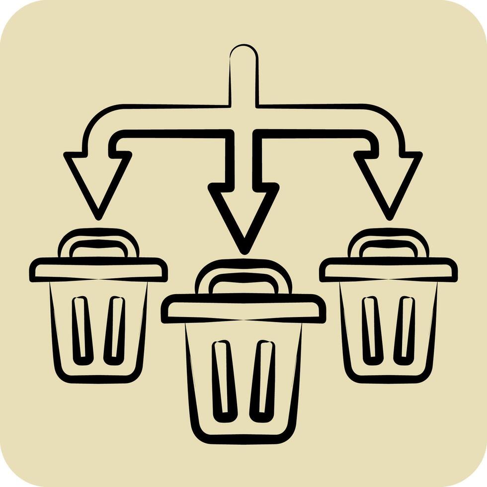 Icon Waste Sorting. related to Waste symbol. hand drawn style. design editable vector