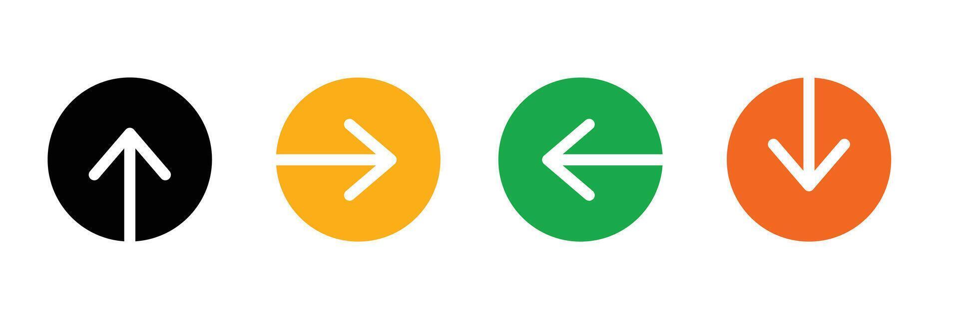 Set of left, right, up, down arrow symbol. Round arrow button symbol. vector