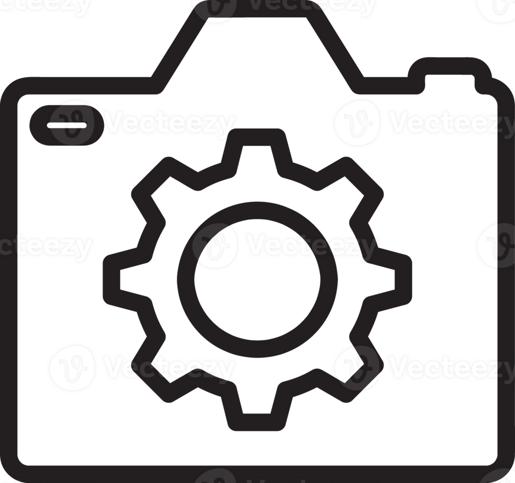 esboço Câmera ícone com uma configuração engrenagem em isto png