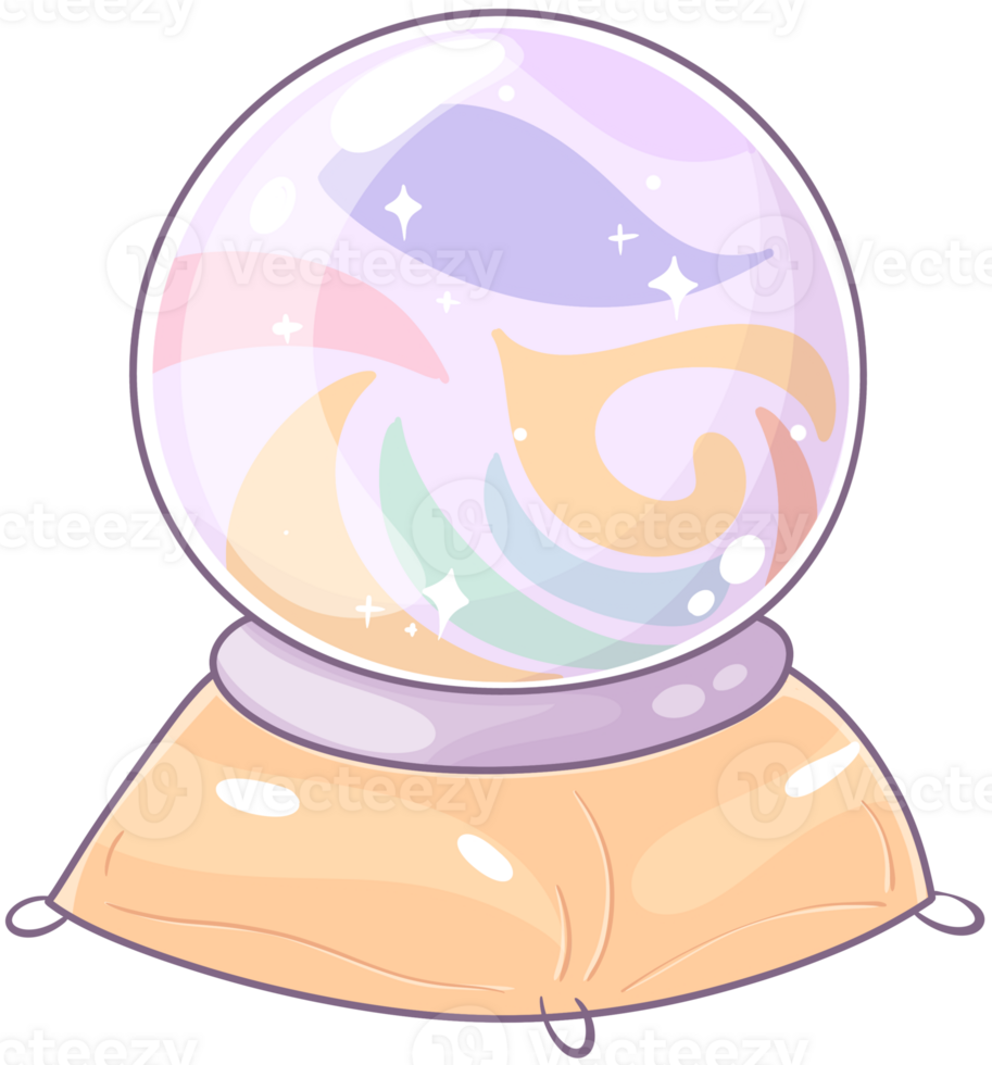 A colorful snow globe with swirling patterns and sparkles, set on a rounded base, inviting curiosity and wonder. png