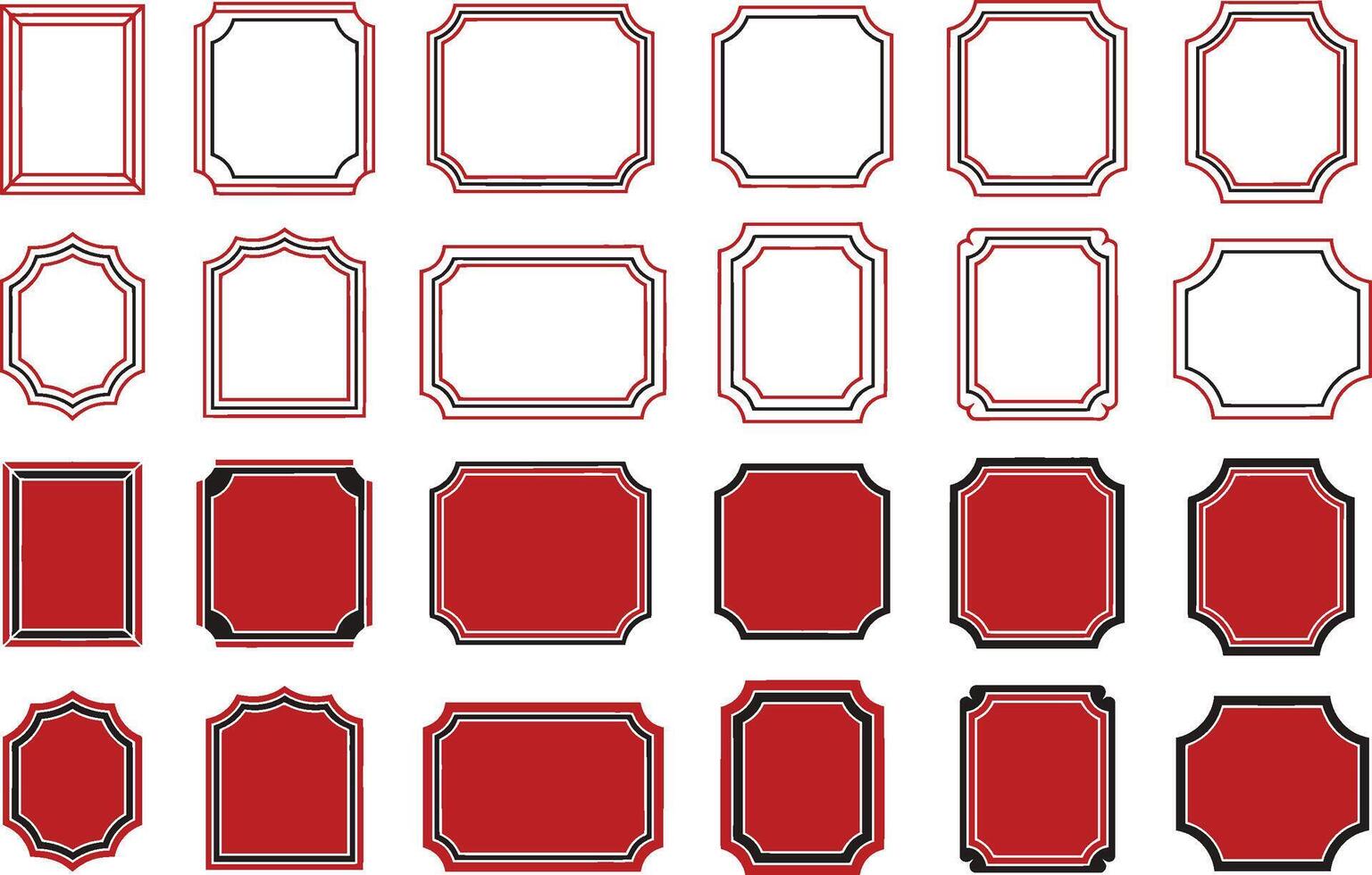 Red Border Collection Frames Corners Shapes for Design Projects vector