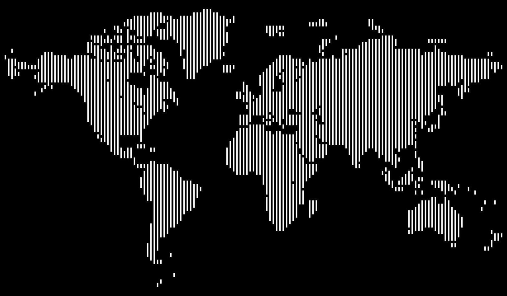Abstract vertical line shape dotted world map showing global continents. Great for modern infographics and maps. Realistic vertical line shape dotted world map feathering abstract country boundary vector