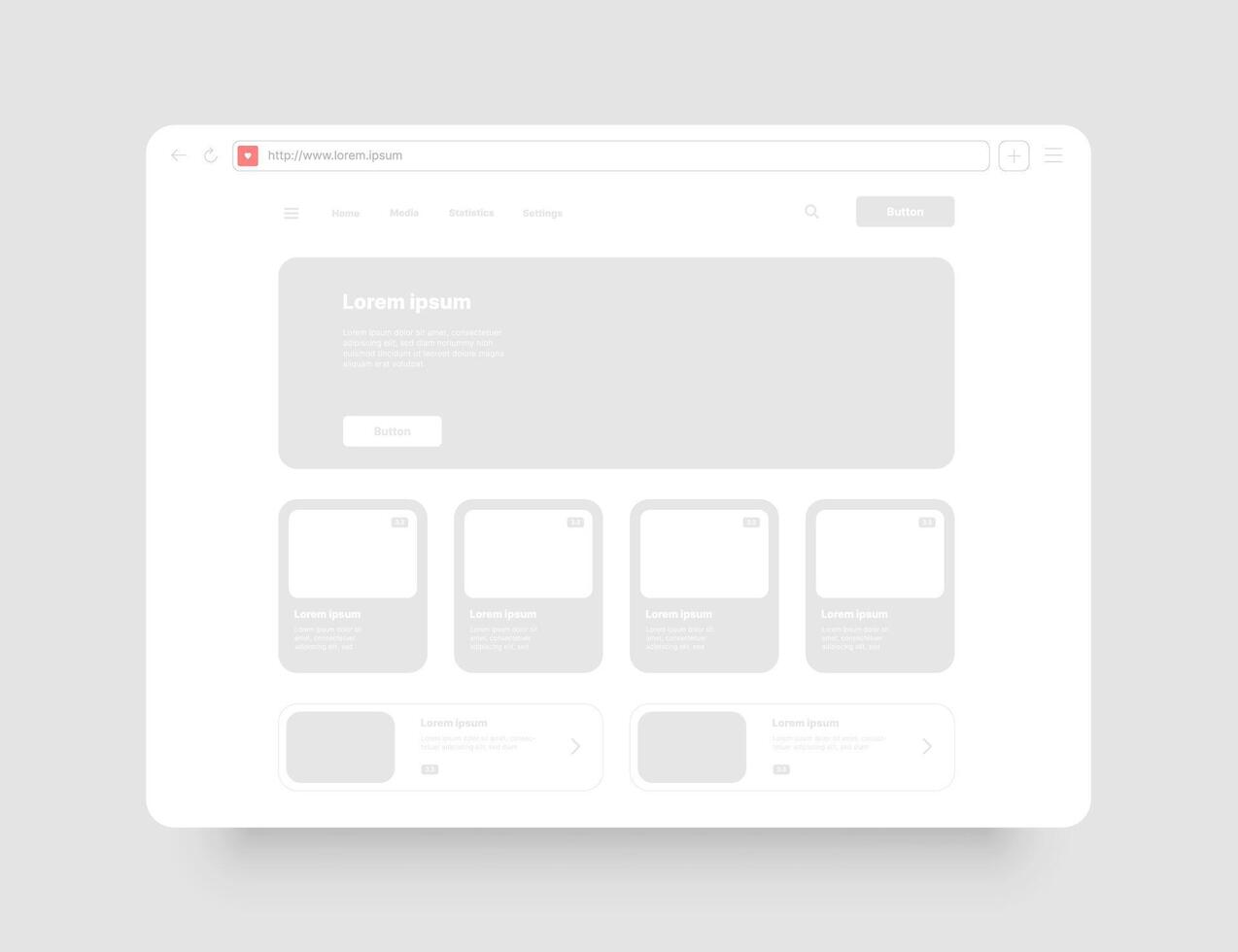 Web browser concept for your website presentation. Wireframes screens. Web screen mockup. vector