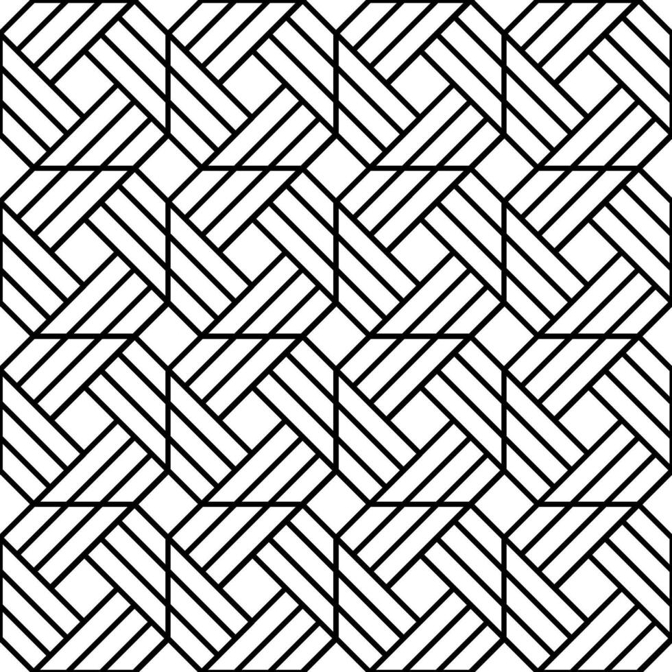 Geometric seamless pattern forming woven effect with black lines on white background is suitable for textile, wrapping paper and any other web and print design vector