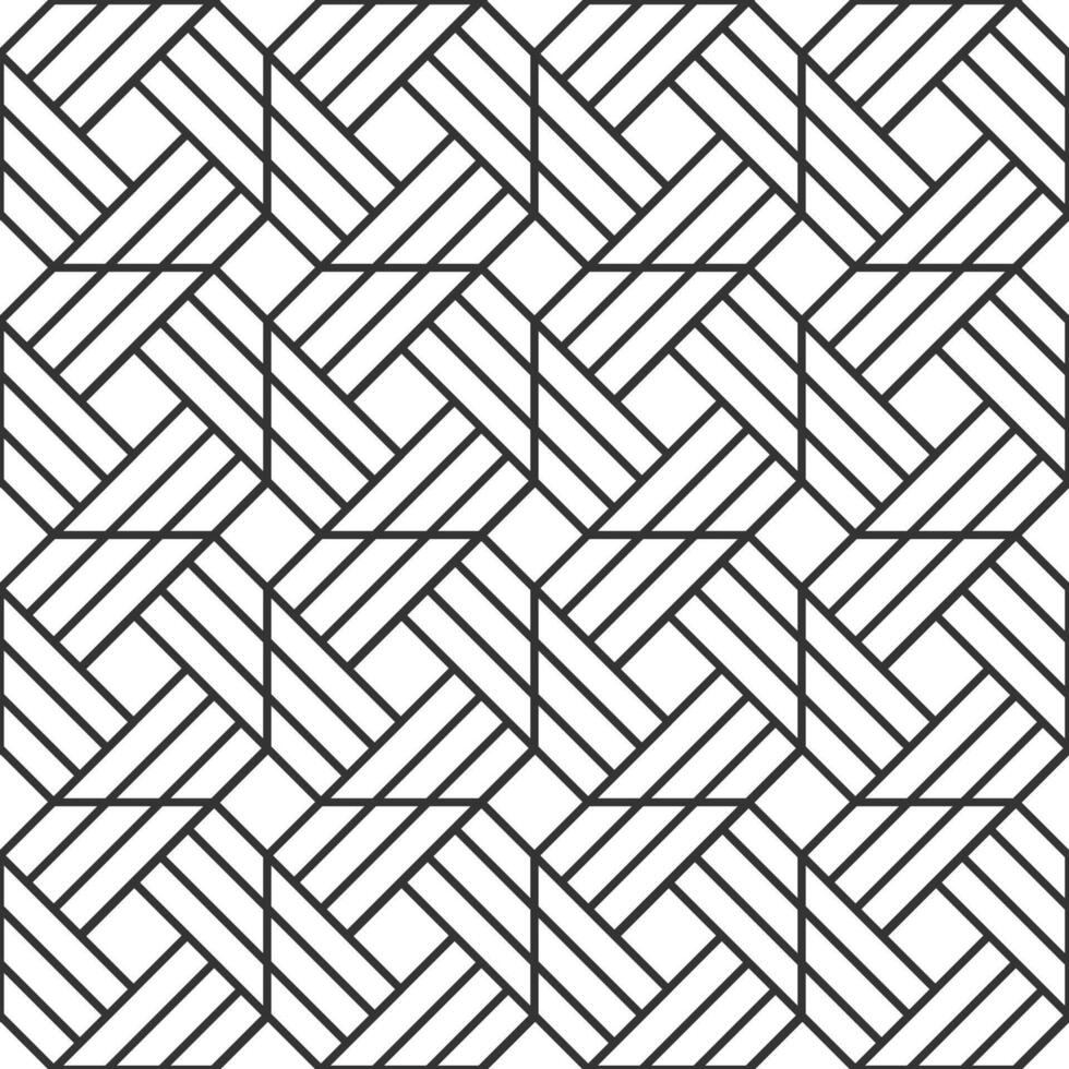 Intertwined black lines creating a geometric seamless pattern with optical illusion effect, ideal for backgrounds, textures, and decorative designs on white background vector
