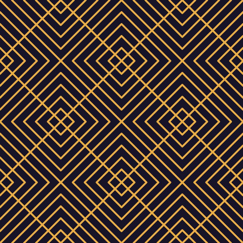 Geometric seamless pattern made of elegant gold lines creating squares and rhombuses is suitable for backgrounds, fabrics, and decorative prints vector