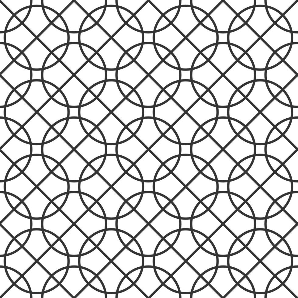Seamless geometric pattern creating a decorative surface with intersecting circles, ideal for backgrounds, textiles, and various design applications vector