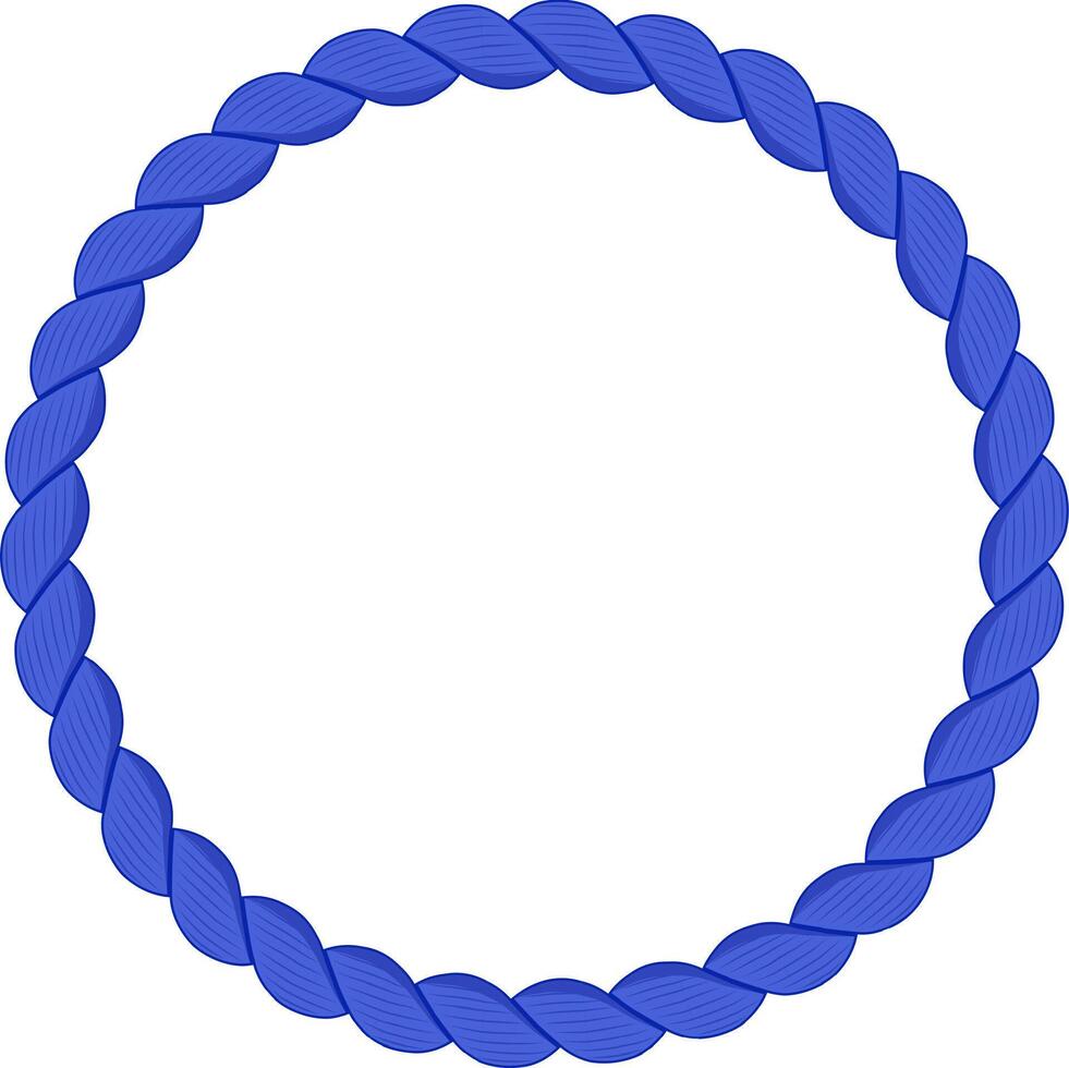 Thick blue rope forming a circular shape on a clean white background, creating a stylish nautical themed border with ample space for text or design elements vector
